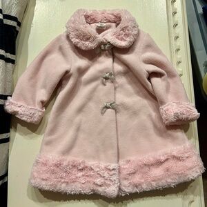 Starting Out Pink Faux Fur Trim Bows Baby Toddler Girl Jacket Coat 12 Months